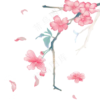 手绘桃花矢量素材,免抠元素