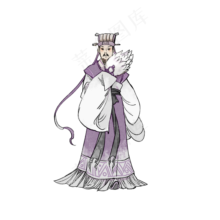 诸葛亮三国名士古风人物,免抠元素