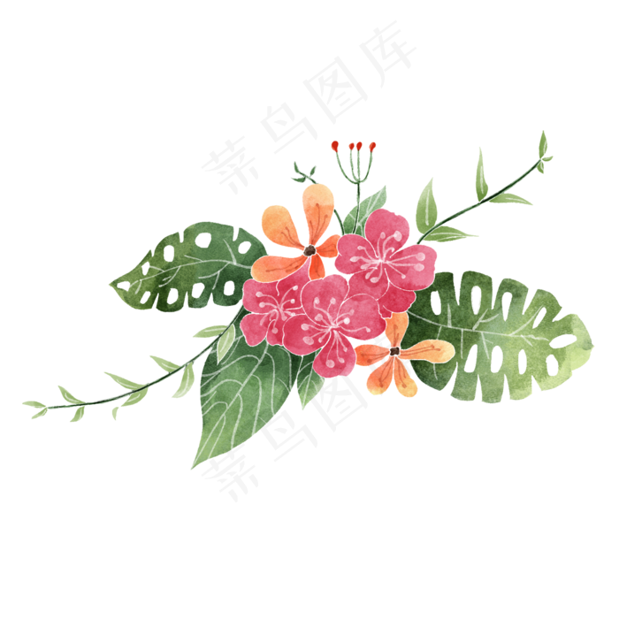水彩风花束