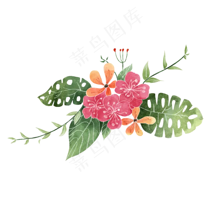 水彩风花束(2000X2000(DPI:300))psd模版下载