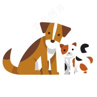 卡通矢量可爱动物小狗狗小猫咪,免抠元素