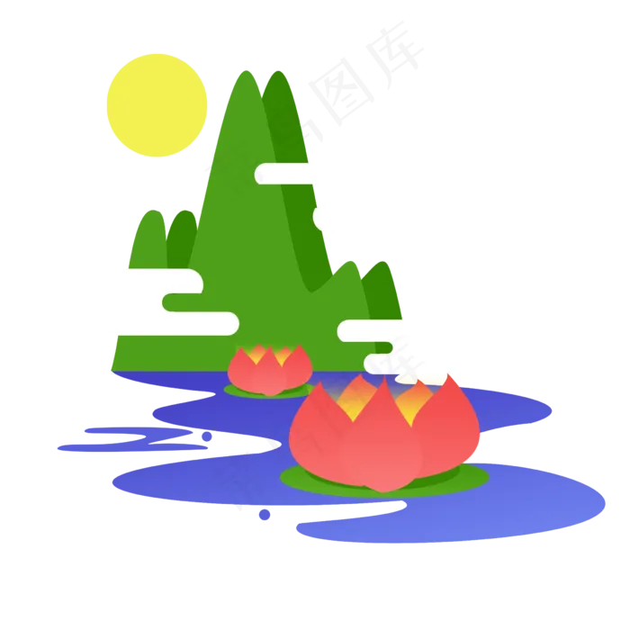 许愿荷花河灯(2400X2400(DPI:300))psd模版下载