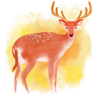 卡通手绘色彩梦幻森林精灵之金底