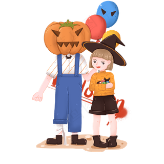 万圣节的父女亲子怪物装扮,免抠元素