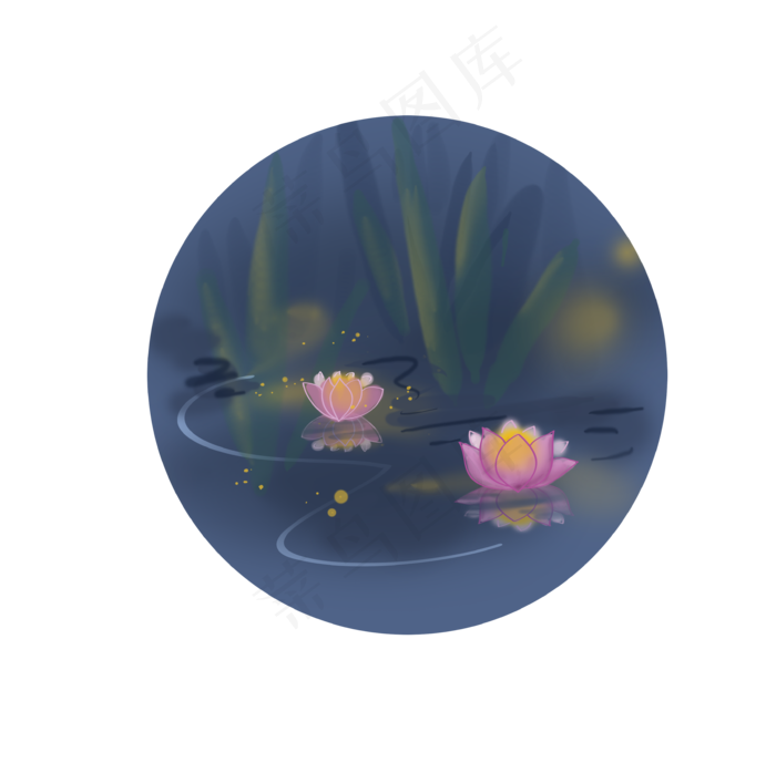 七夕情人节许愿荷花灯,免抠元素