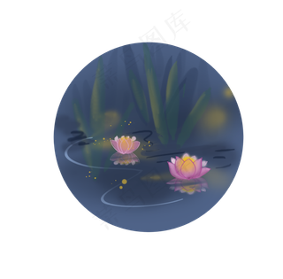 七夕情人节许愿荷花灯,免抠元素