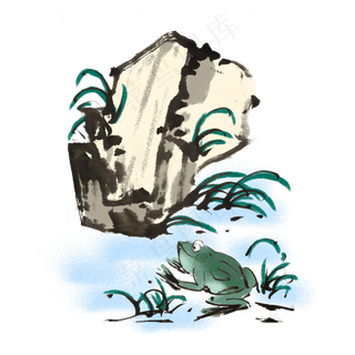 青蛙夏天手绘花草