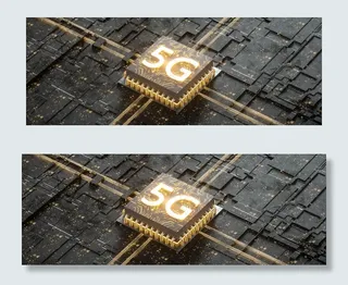 黄色5G科技芯片C4D电商banner