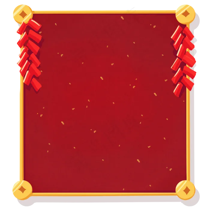 过年鞭炮手绘风格边框,免抠元素(2000*2000px)psd模版下载