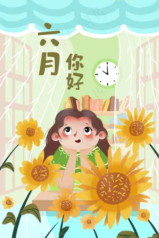 六月你好窗外欣赏风景向日葵美景