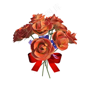 仿真黄玫瑰png图