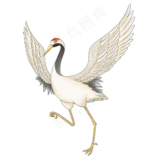 中国风工笔手绘仙鹤可商用,免抠元素