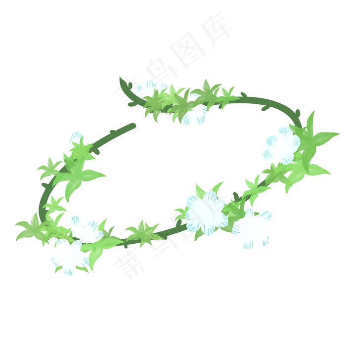 绿植花环卡通插画