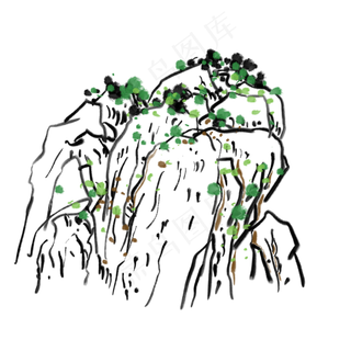 水墨青山免抠插图