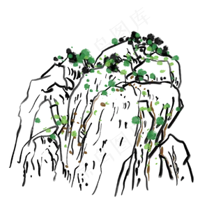 水墨青山免抠插图