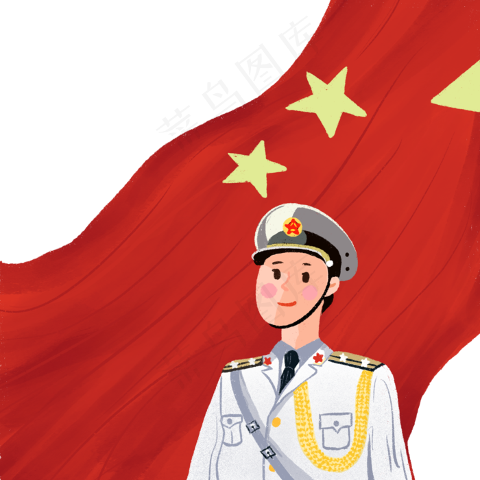 八一建军节红旗下的军人(2000X2000(DPI:300))psd模版下载
