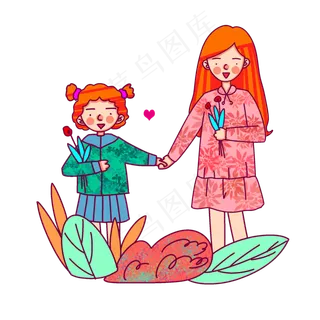 卡通风格情侣踏青出游