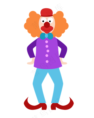 矢量手绘卡通免扣小丑