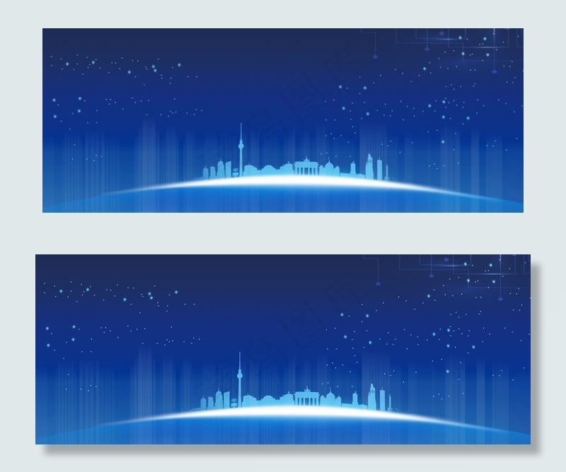 简约商务科技城市蓝色banner