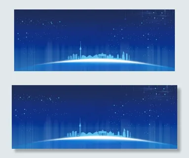 简约商务科技城市蓝色banner
