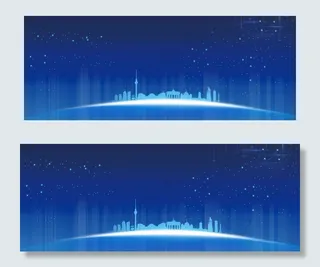 简约商务科技城市蓝色banner