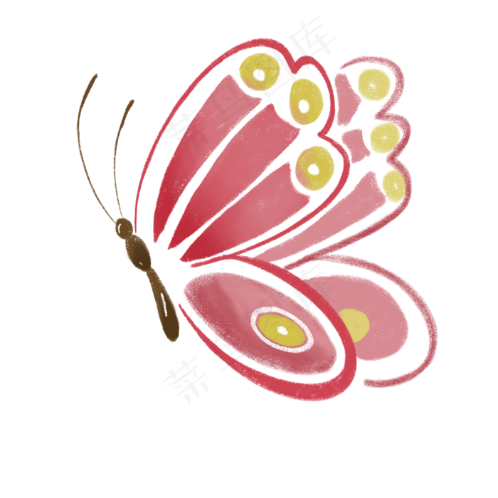 粉色鲜艳花朵蝴蝶png素材图片,免抠元素(2000X2000(DPI:300))psd模版下载