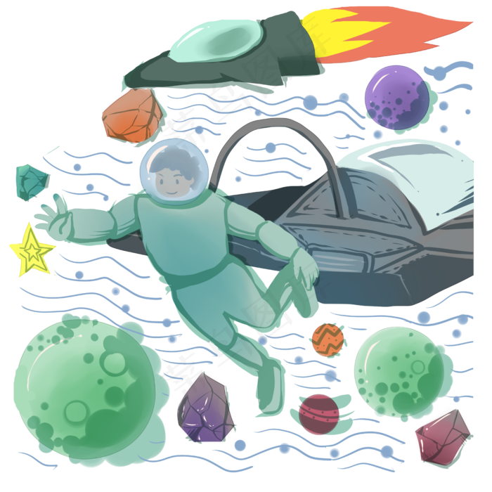 宇宙宇航员太空星际漫游,免抠元素
