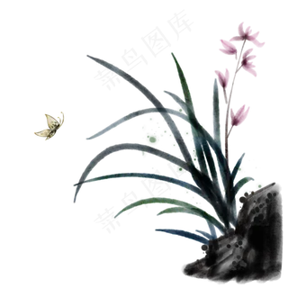 古风水墨画兰花