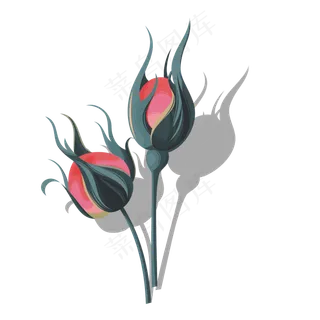 时尚矢量玫瑰花蕾,免抠元素