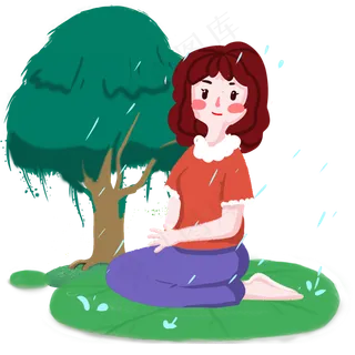 谷雨坐着的小女孩