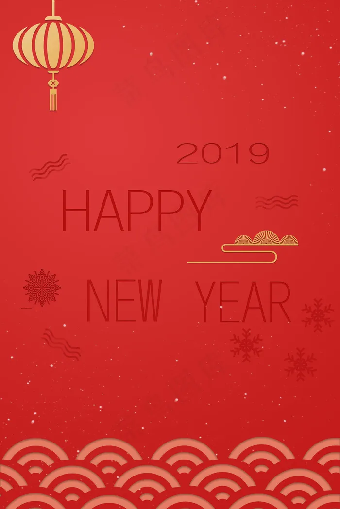 红色简约喜庆新年贺卡(3545*5315px 	      )psd模版下载