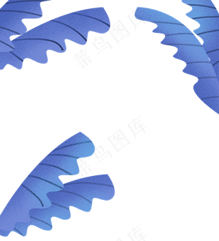 手绘卡通蓝色叶子边框免扣元素