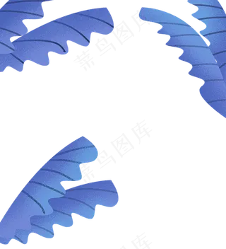手绘卡通蓝色叶子边框免扣元素