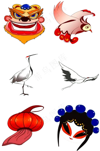 喜庆火红舞狮京剧花旦,免抠元素