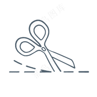 手绘简约裁剪刀分割线