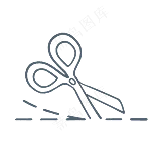 手绘简约裁剪刀分割线