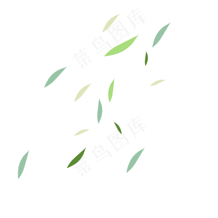 清明节被风吹散的柳树叶卡通素材,免抠元素(2000X2000(DPI:300))psd模版下载