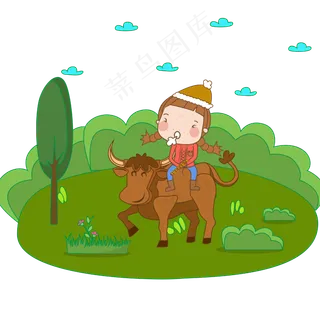 牧童骑黄牛吹笛子