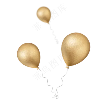 金色创意圆弧气球立体电商,免抠元素