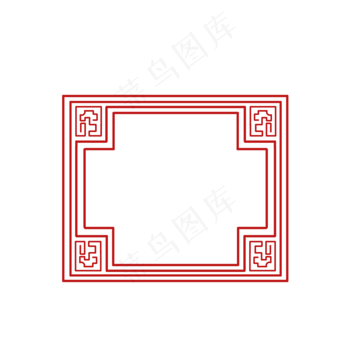 红色古典风格边框装饰图,免抠元素(2000X2000(DPI:300))psd模版下载