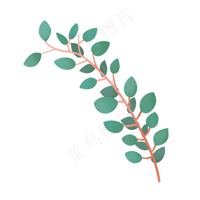 春天手绘小清新植物翠绿叶子,免抠元素