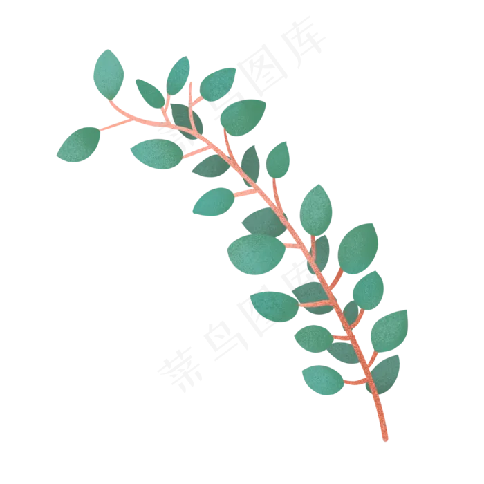 春天手绘小清新植物翠绿叶子,免抠元素