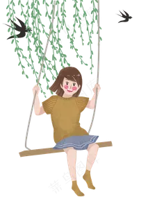 清明节荡秋千女孩