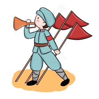 八一建军节吹号角革命军人