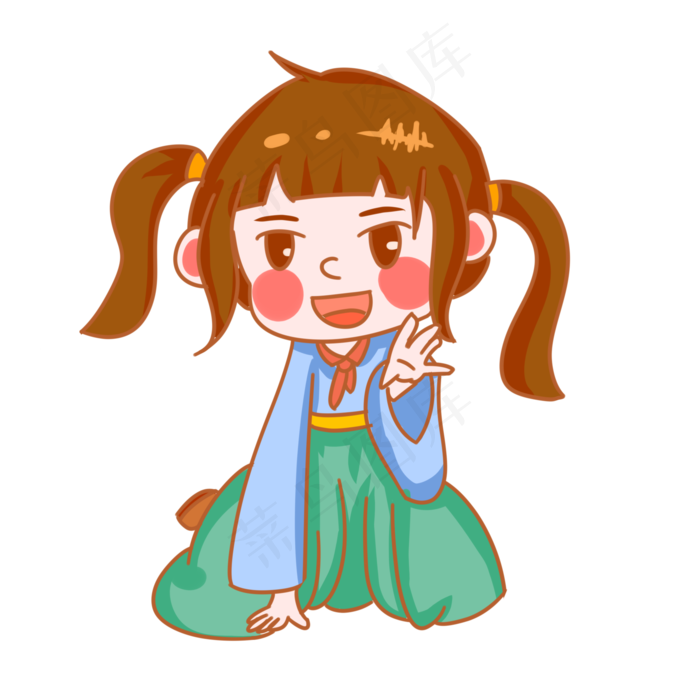 儿童节开心过节的女孩手绘