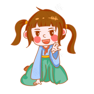 儿童节开心过节的女孩手绘