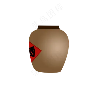 手绘的酒坛中国风素材