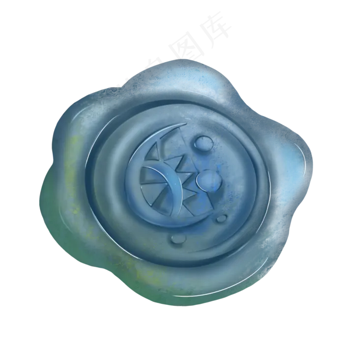 火漆印章蓝色系印章(3500X3500(DPI:500))psd模版下载
