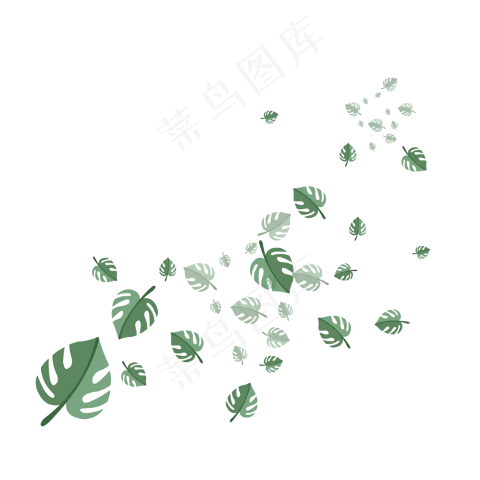手绘植物树叶漂浮的叶子ai矢量模版下载