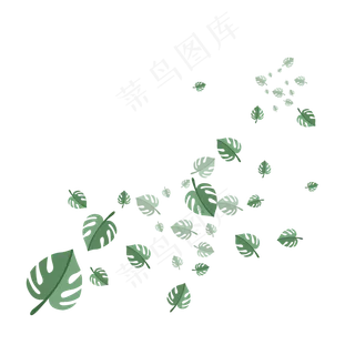 手绘植物树叶漂浮的叶子